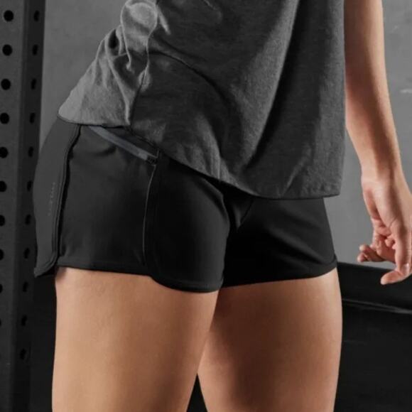 Hylete Womens XL Shorts Serenium II Flex Knit 3" Black Cool Gray Zip Pockets NWT - Picture 1 of 9